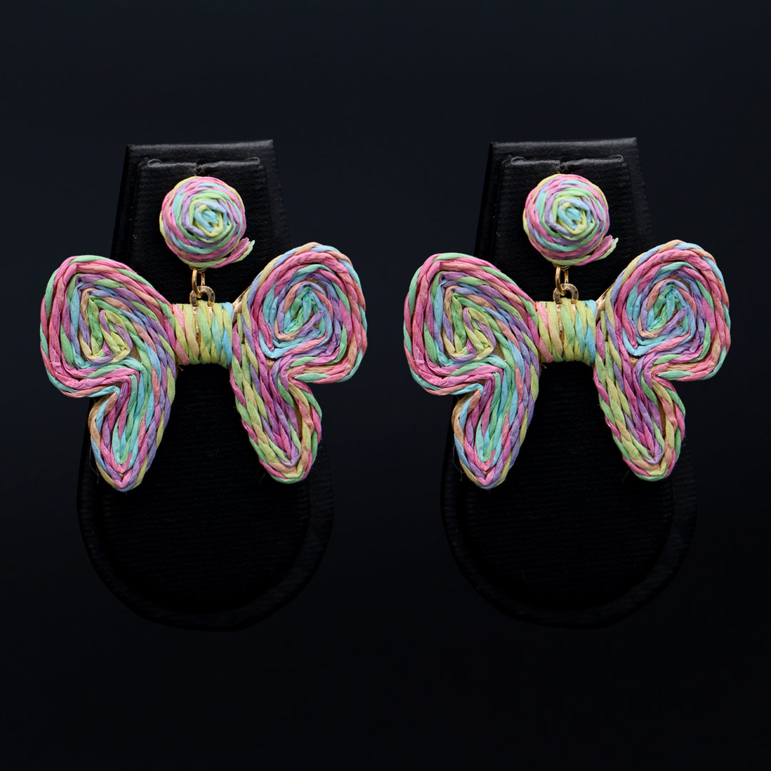 Pastel Woven Bow Statement Earrings