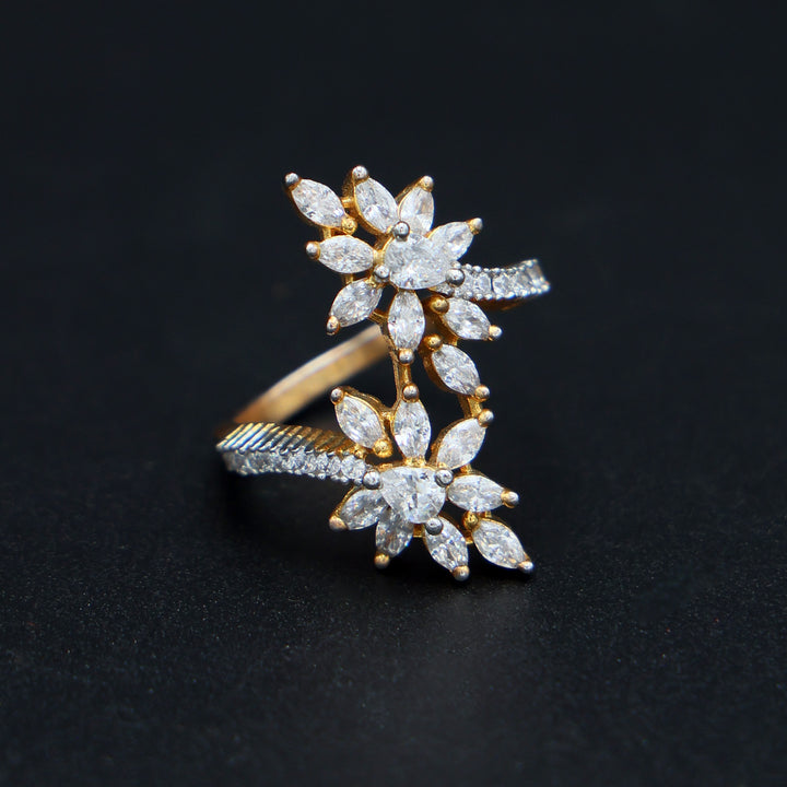 Dual Bloom Adjustable CZ Ring