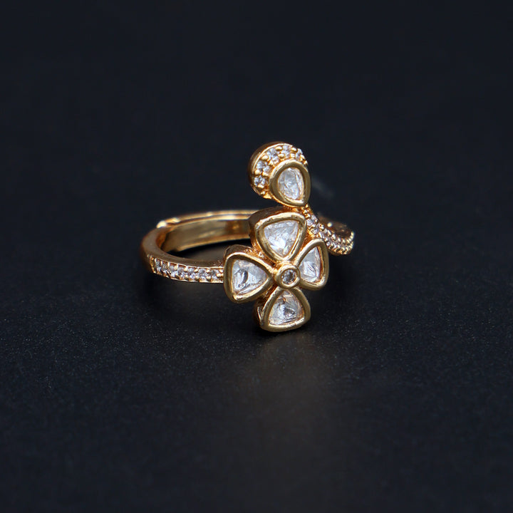 Kundan Floral Adjustable Ring