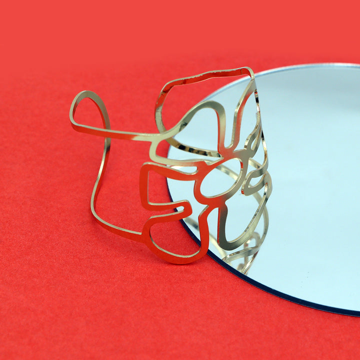 Floral Cutout Gold Cuff Bracelet