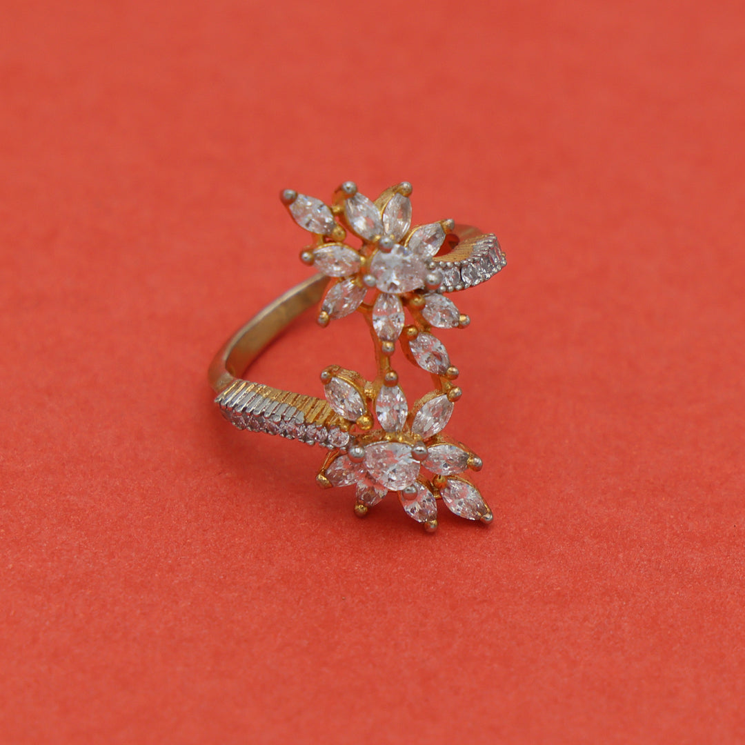 Dual Bloom Adjustable CZ Ring