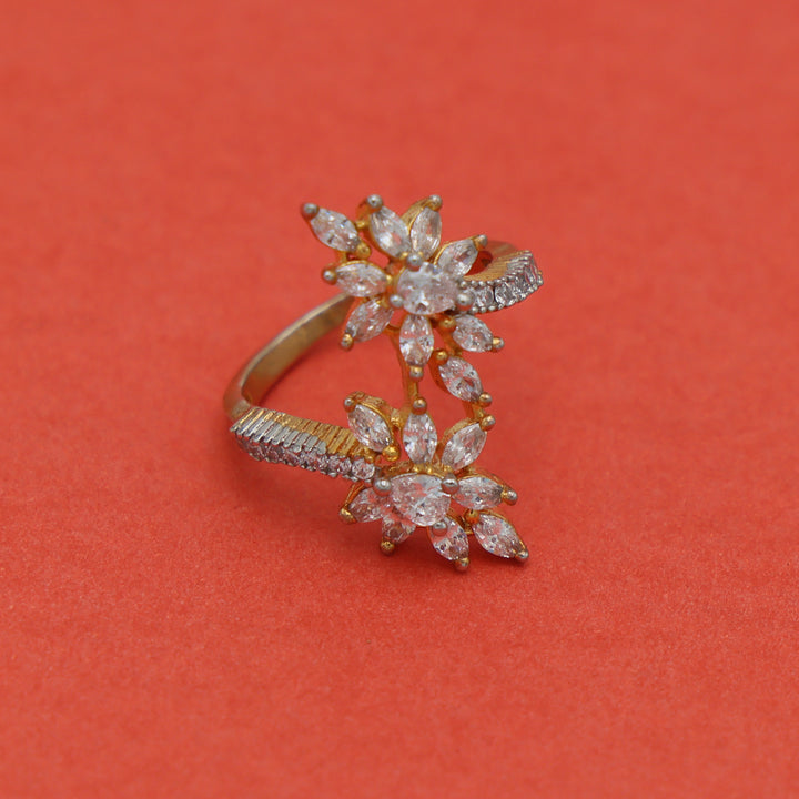 Dual Bloom Adjustable CZ Ring
