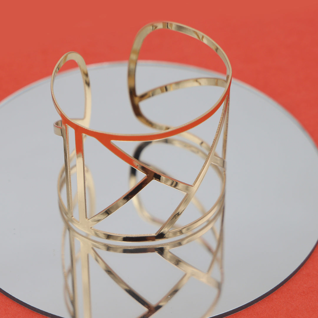 Geometric Gold Open Cuff Bracelet