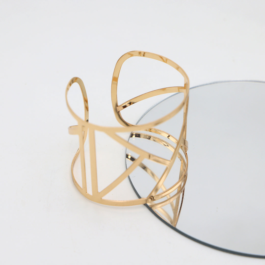 Geometric Gold Open Cuff Bracelet