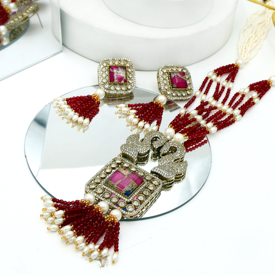 Ruby Pearl Long Mala Set