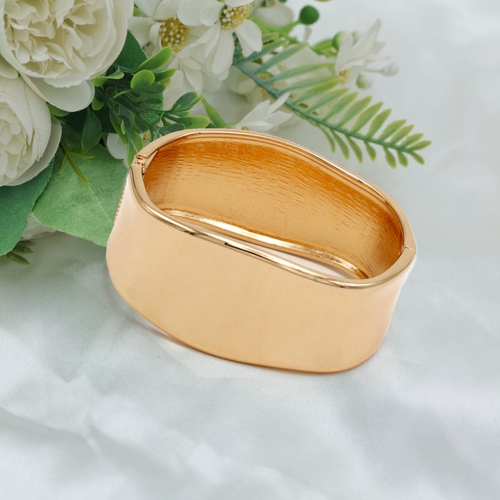 Metallic Silver Sculpted Cuff Bracelet - Gold