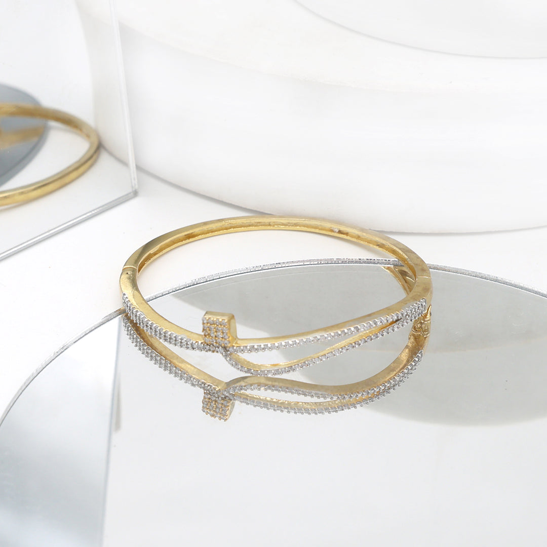 Dual-Tone CZ Adjustable Minimal Bracelet