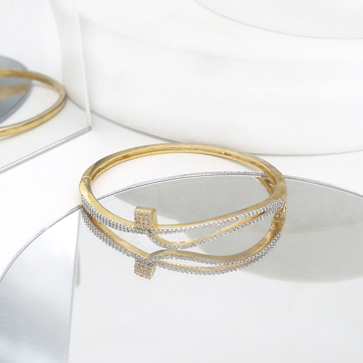 Dual-Tone CZ Adjustable Minimal Bracelet