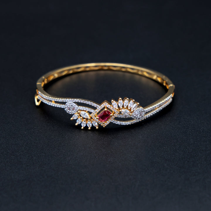 Ruby-Central CZ Dual-Tone Statement Bracelet