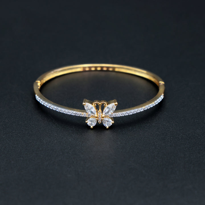Dual-Tone Butterfly CZ Delicate Bracelet
