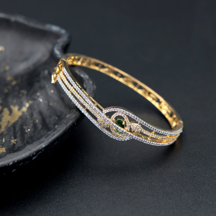 Elegant Dual-Tone CZ Bracelet with Stone Accent