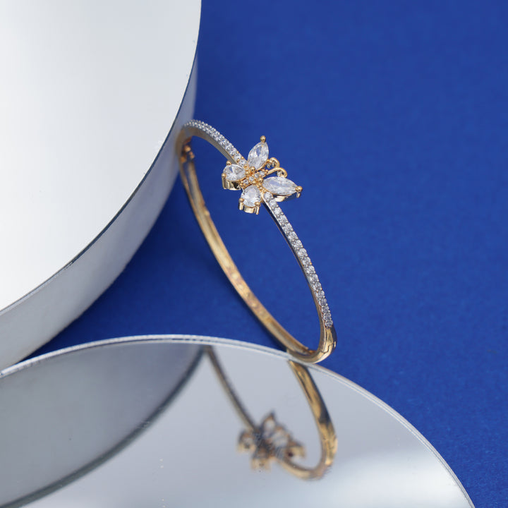Dual-Tone Butterfly CZ Delicate Bracelet