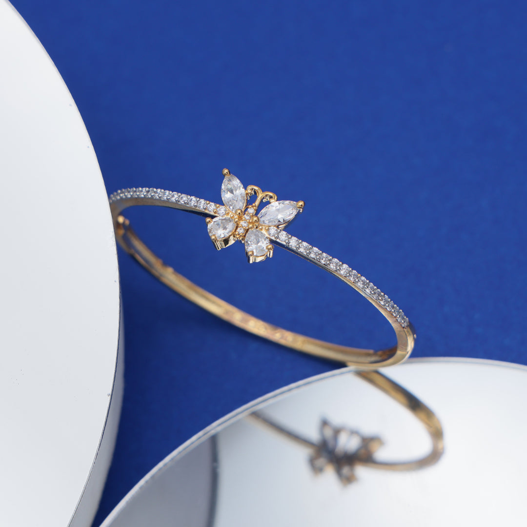 Dual-Tone Butterfly CZ Delicate Bracelet