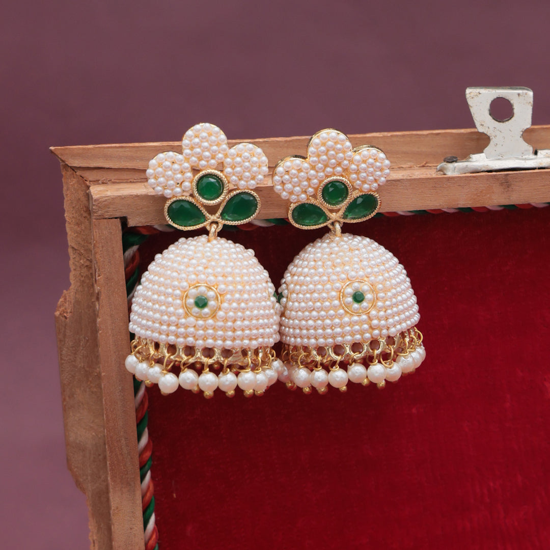 Pearl Dome Floral Jhumka