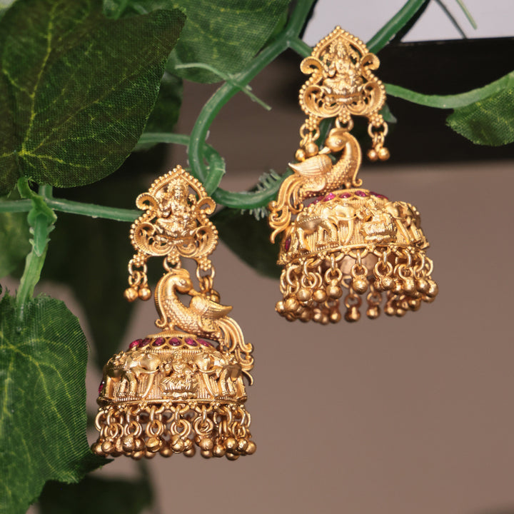 Peacock Temple Jhumka Earrings