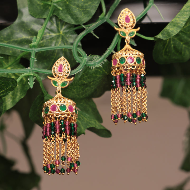 Multi-Stone Long Dangler Jhumka