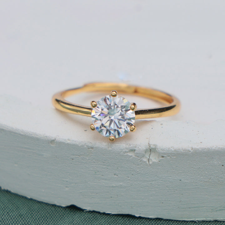 Classic Solitaire Gold-Plated Ring
