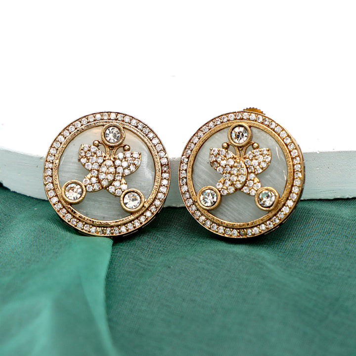 Enamel Floral Stud Earrings - White