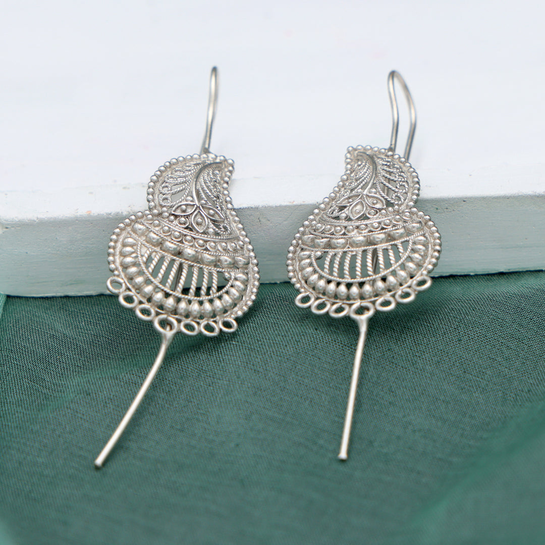 Silver Filigree Drop Earrings