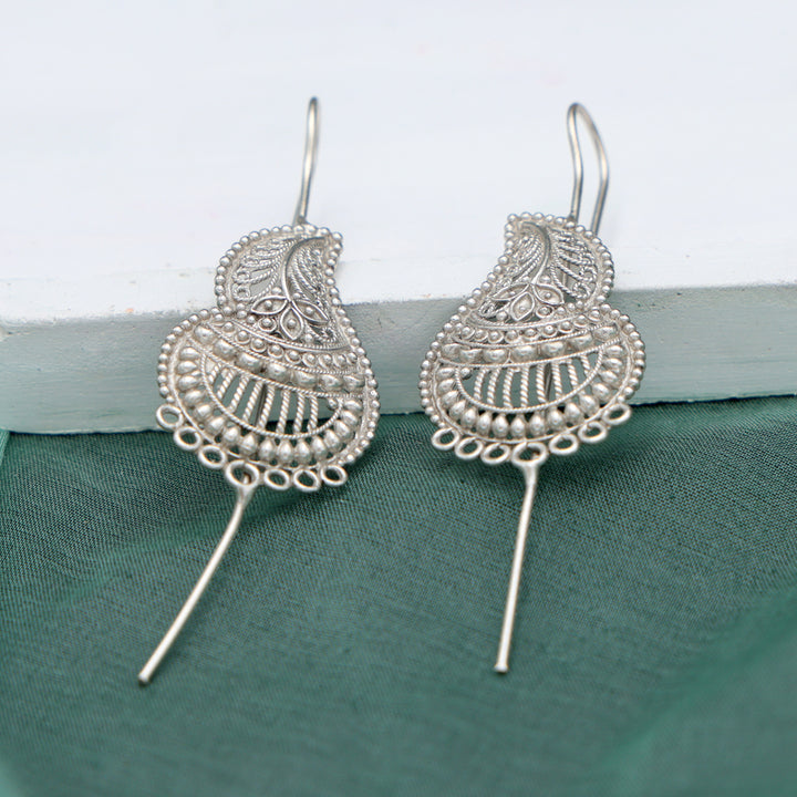 Silver Filigree Drop Earrings