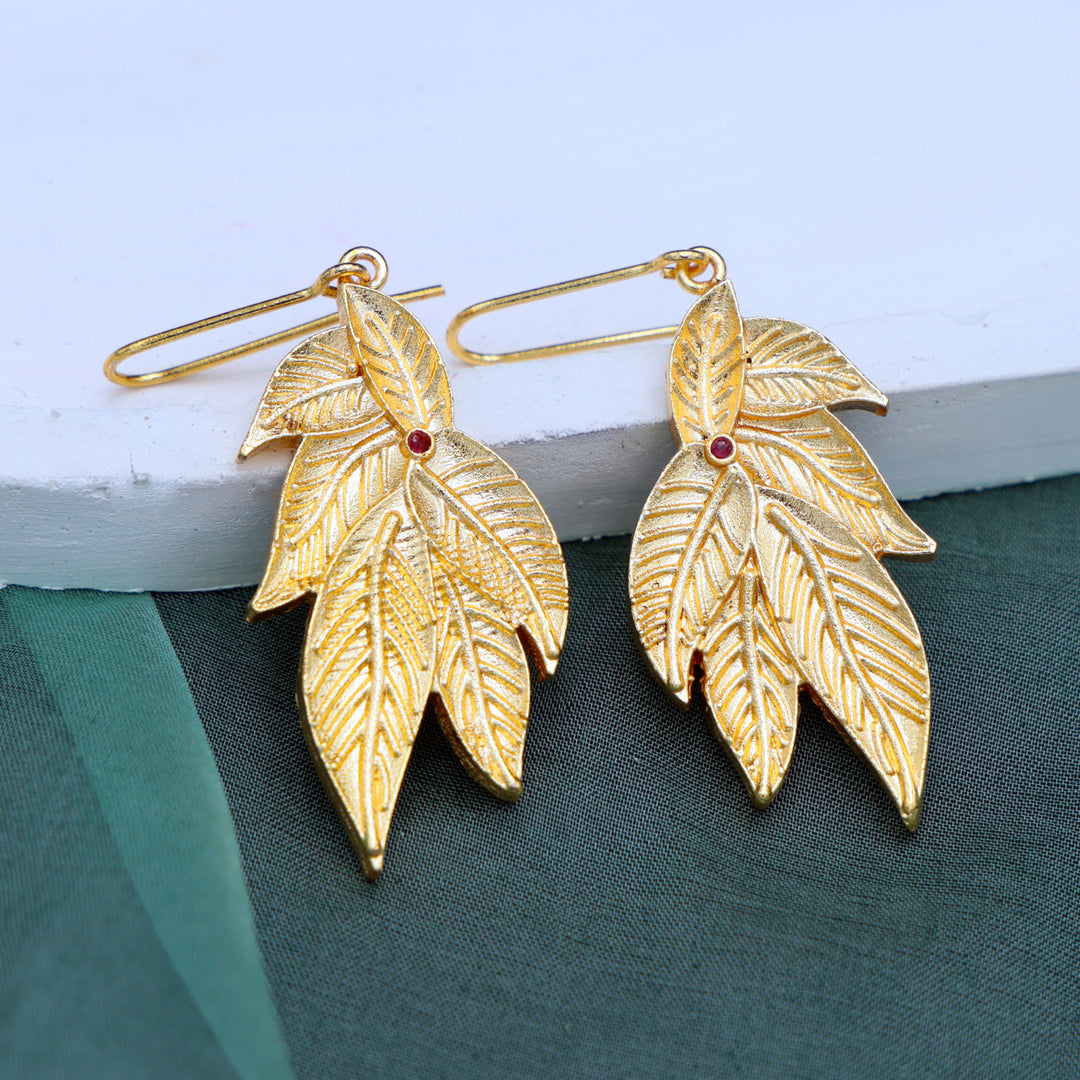 Golden Leaf Dangler Earrings