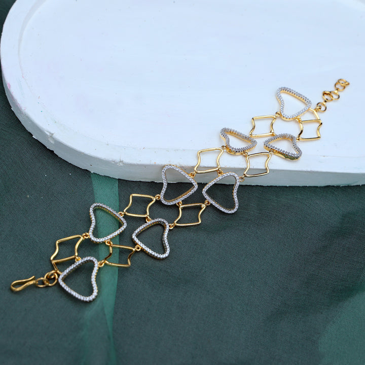 Dual-Tone Heart-Link Bracelet