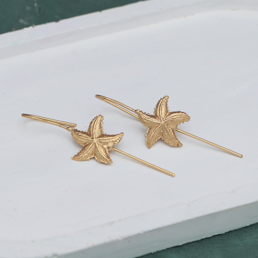 Golden Starfish Drop Earrings