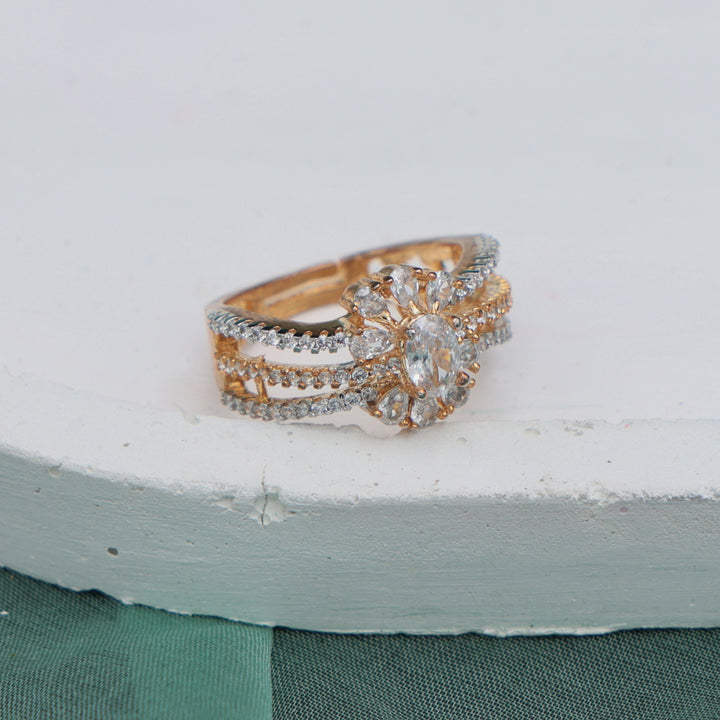 Dual Band Crystal Statement Ring