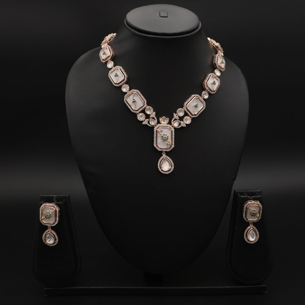 Hand-Painted Polki Enamel Statement Necklace Set