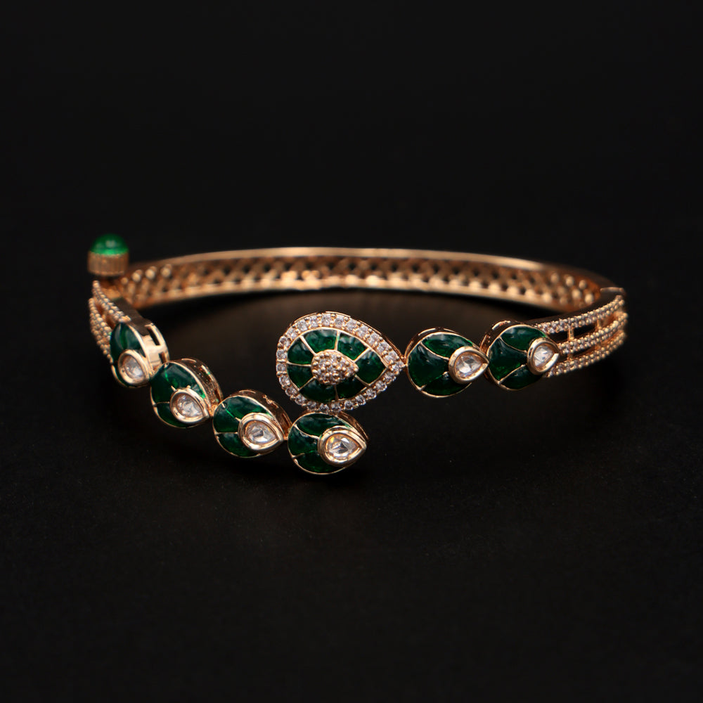 Emerald Leaf Kundan Statement Kada