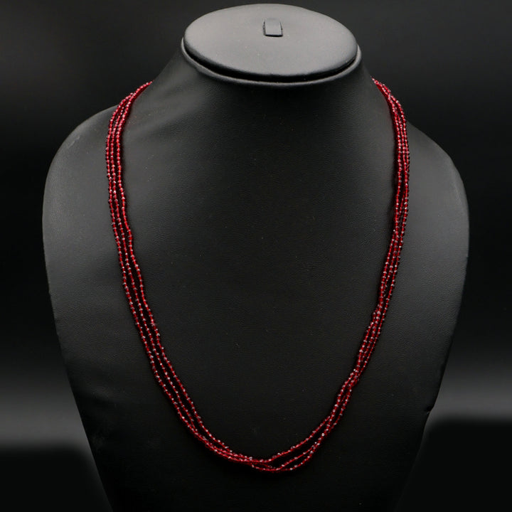 Crimson Glow Beaded String Necklace Set