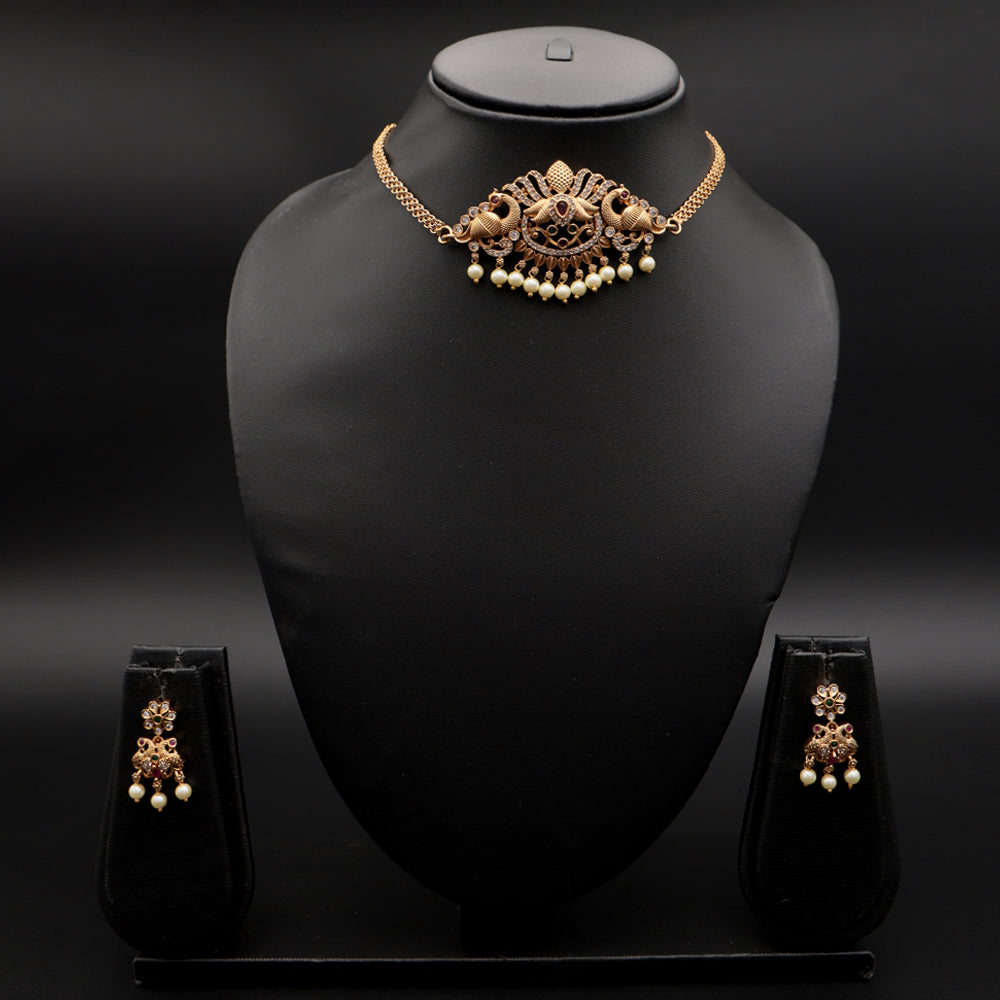 Royal Pearl Drop Temple Choker Set