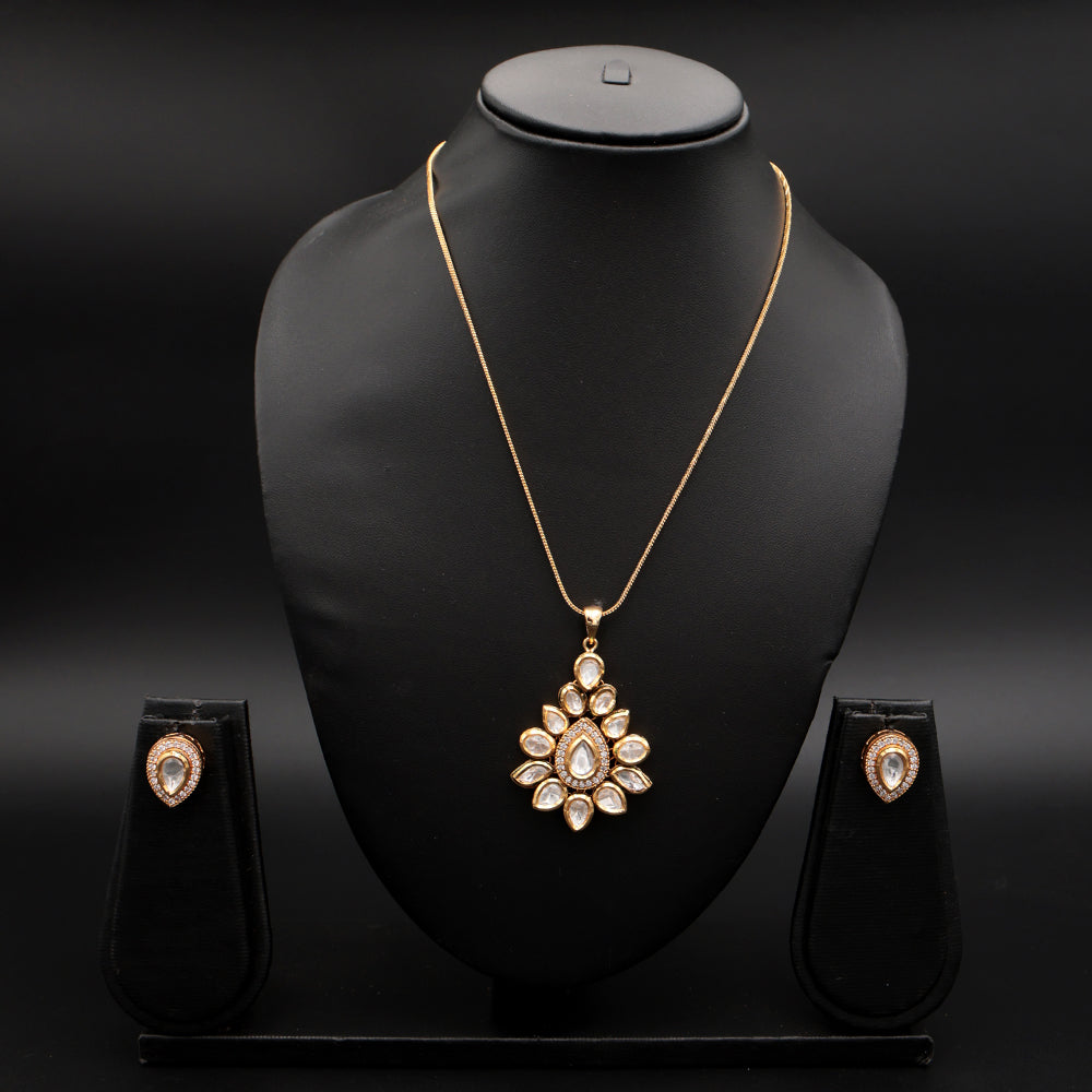 Classic Polki Drop Pendant Necklace Set