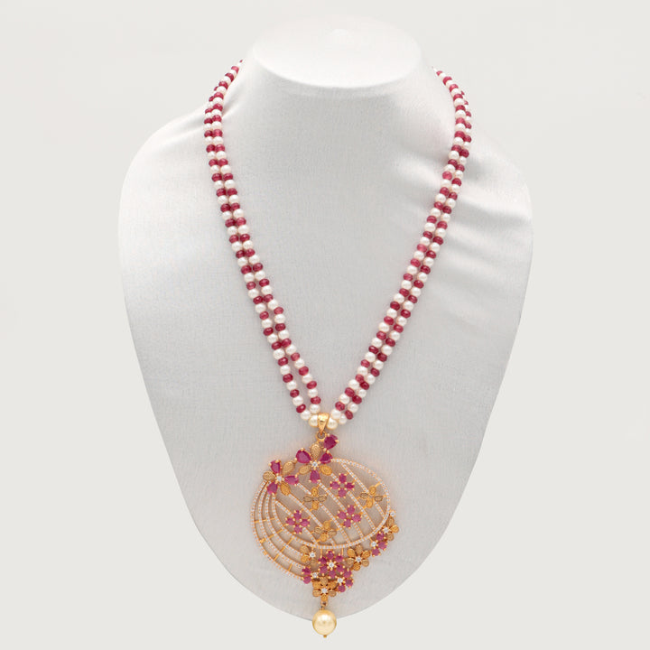 Celestial Pearl Beaded Pendant Necklace Set