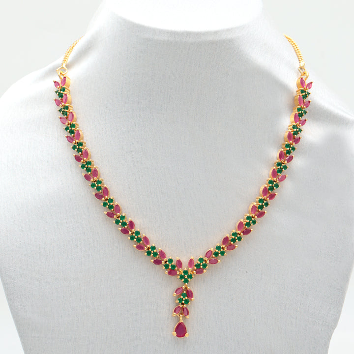 Traditional Ruby & Emerald String Necklace Set