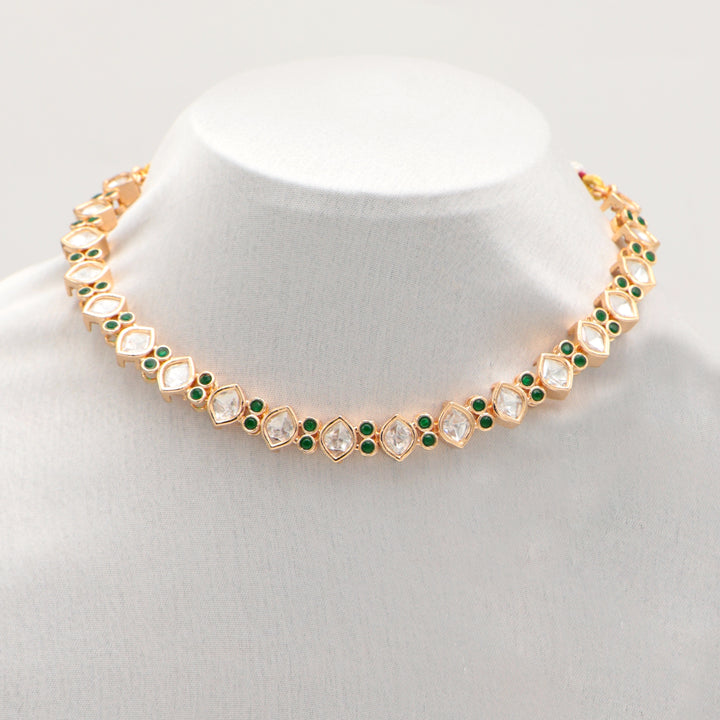 Elegant Polki Pearl & Emerald Choker Set