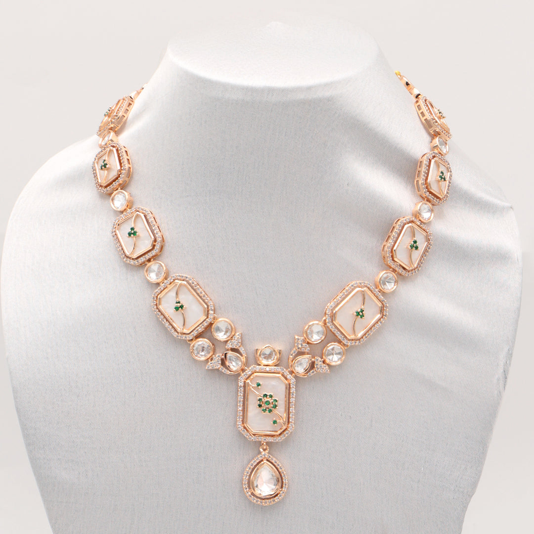 Hand-Painted Polki Enamel Statement Necklace Set