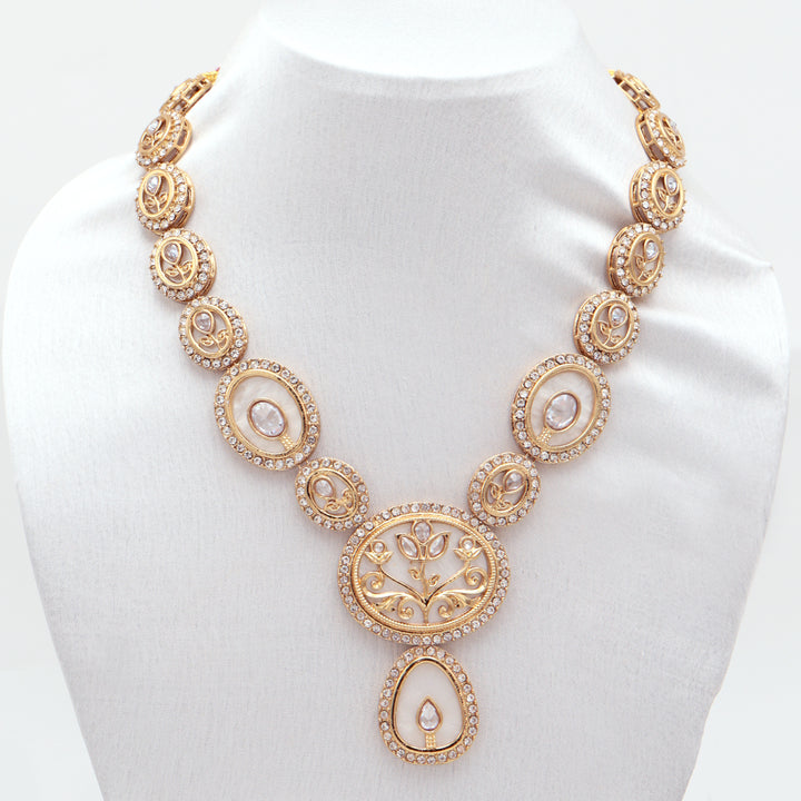Royal Meenakari White Enamel Kundan Necklace Set