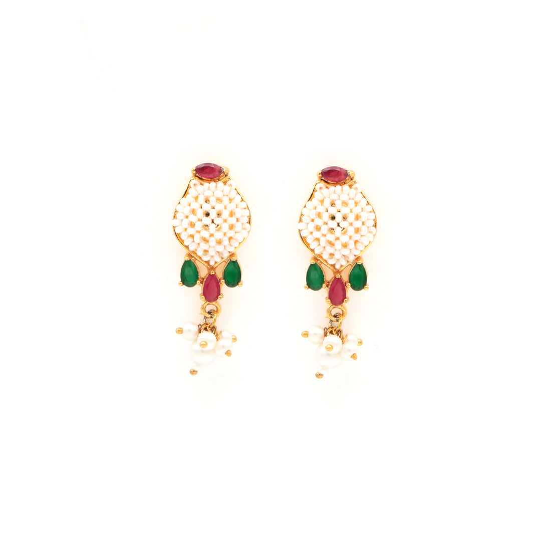 Pearl Leaf Meenakari Choker Necklace Set