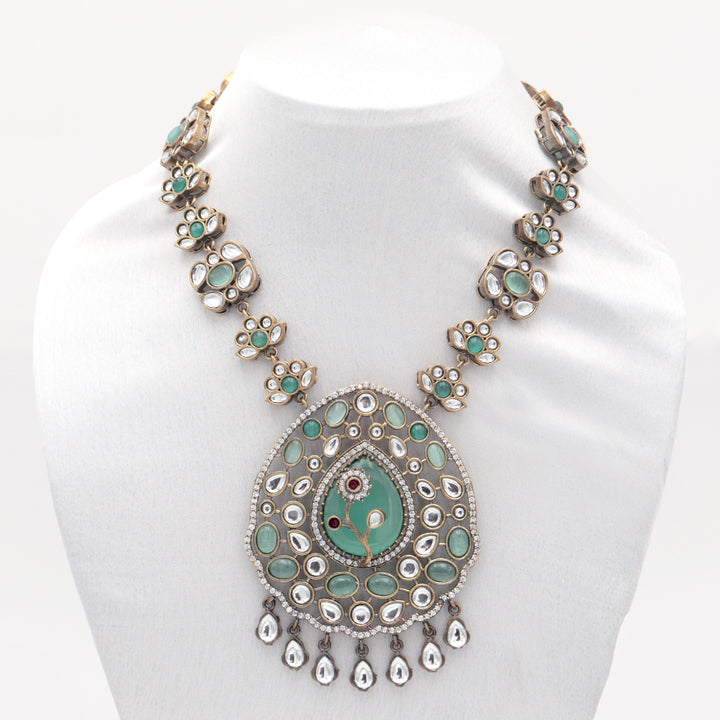 Emerald Peacock Kundan Necklace Set