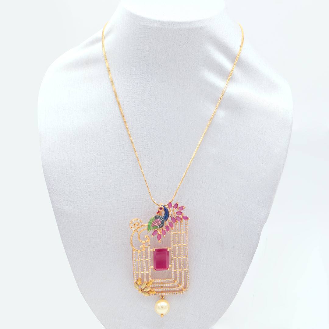 Art Deco Ruby Pendant Necklace Set