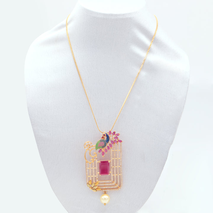 Art Deco Ruby Pendant Necklace Set