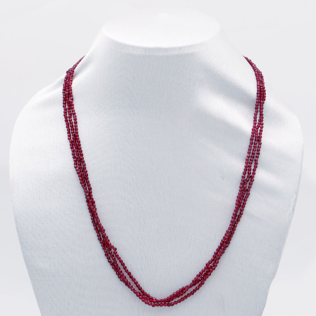 Crimson Glow Beaded String Necklace Set
