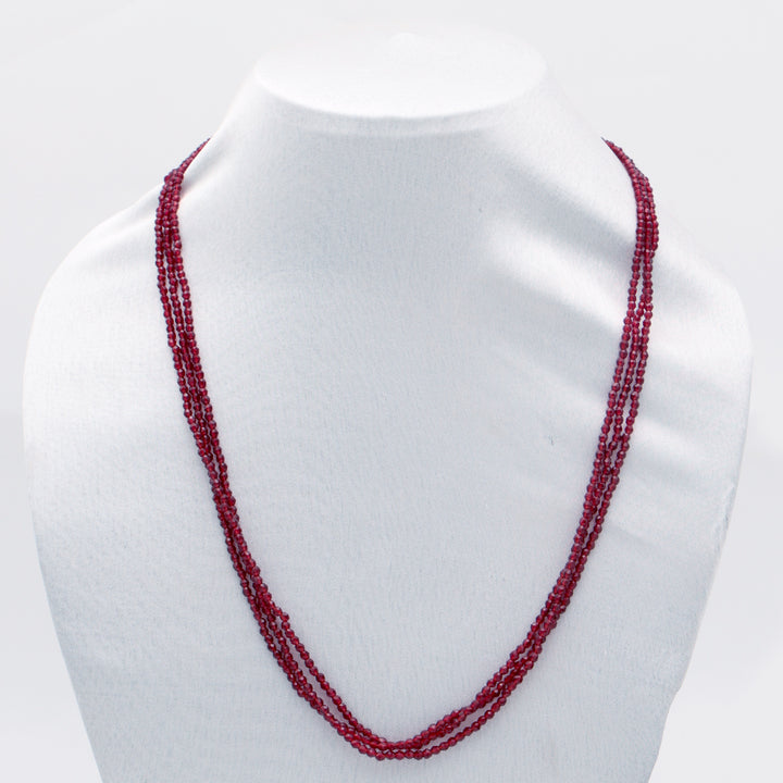 Crimson Glow Beaded String Necklace Set