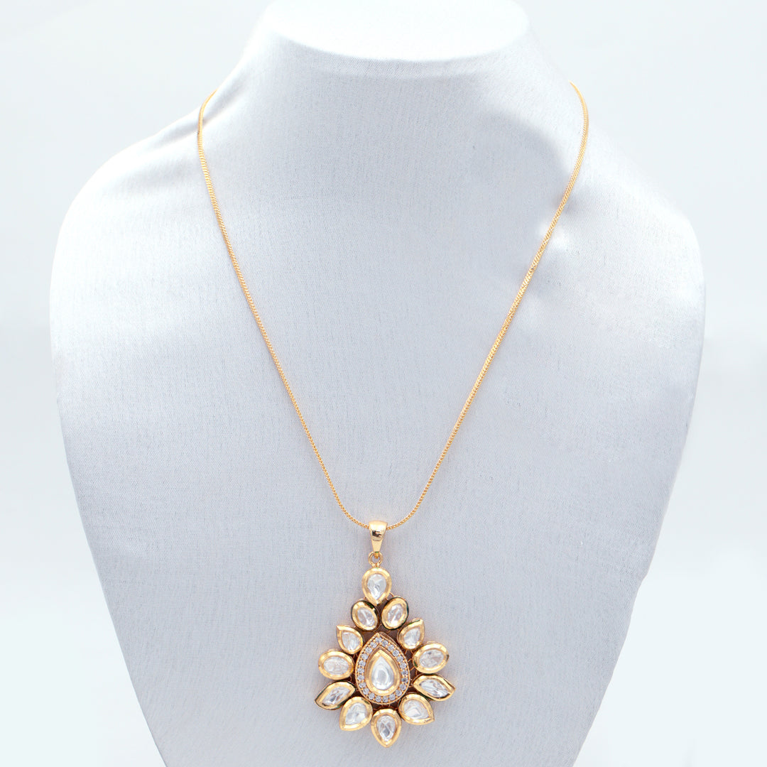Classic Polki Drop Pendant Necklace Set