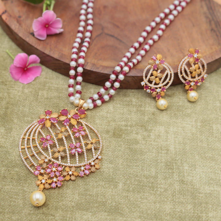 Celestial Pearl Beaded Pendant Necklace Set