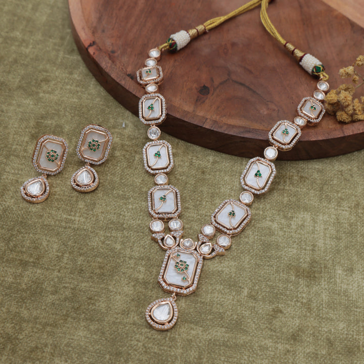 Hand-Painted Polki Enamel Statement Necklace Set