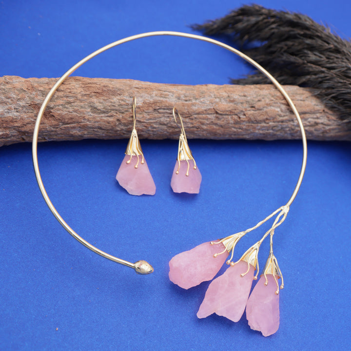 Blush Quartz Statement Choker Set - Pink