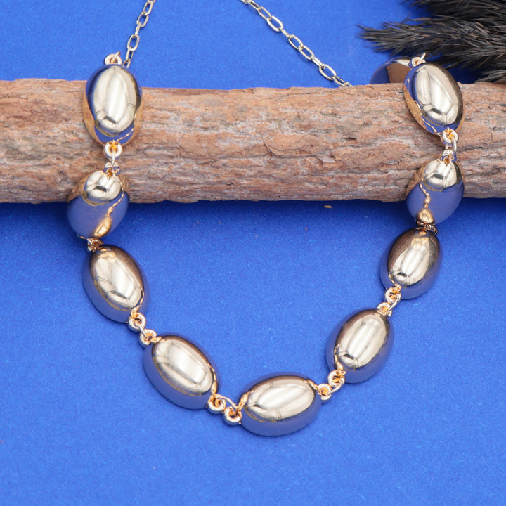 Bold Gold-Tone Shell Bead Statement Necklace