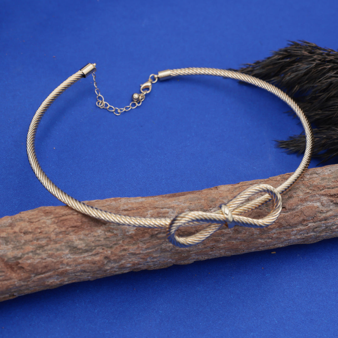 Golden Knot Minimal Choker Necklace